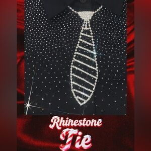 Rhinestone Tie on Black Fabric